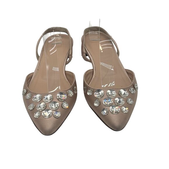 J. Crew Women’s Embllished Satin Slingback Flats, Pink Blush, Size 6 - Picture 2 of 12